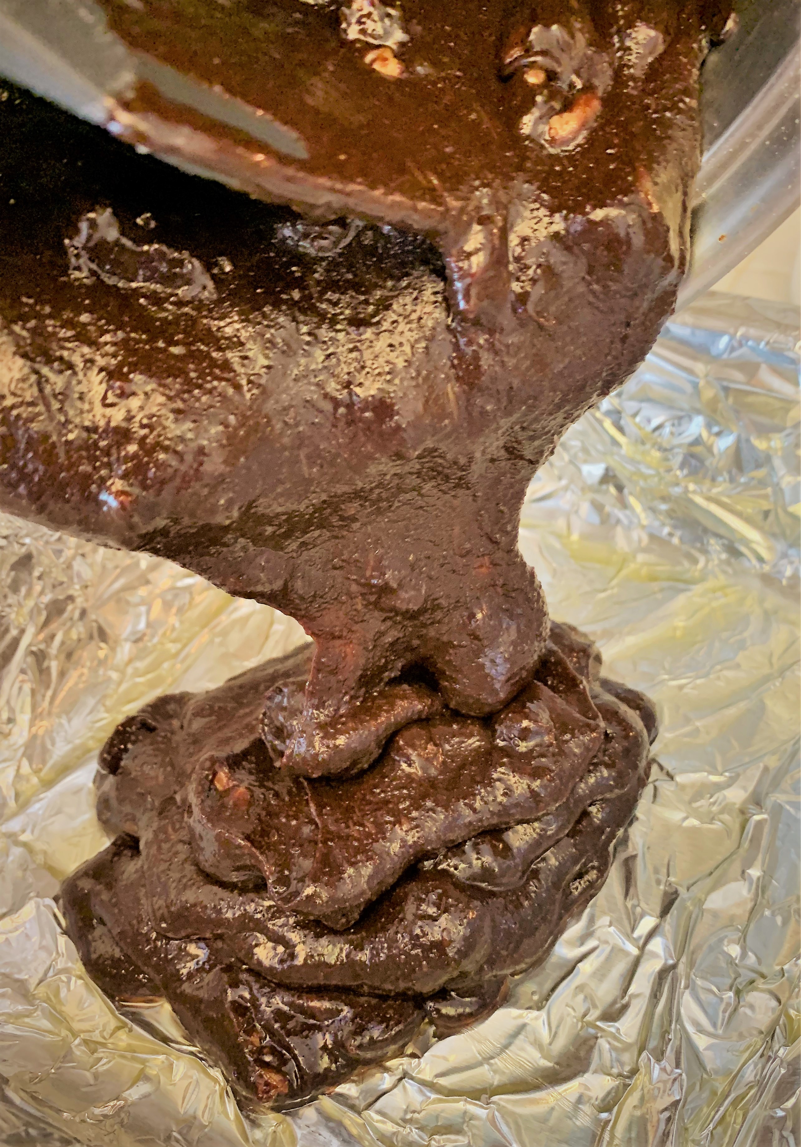 Pouring the batter into the prepared pan