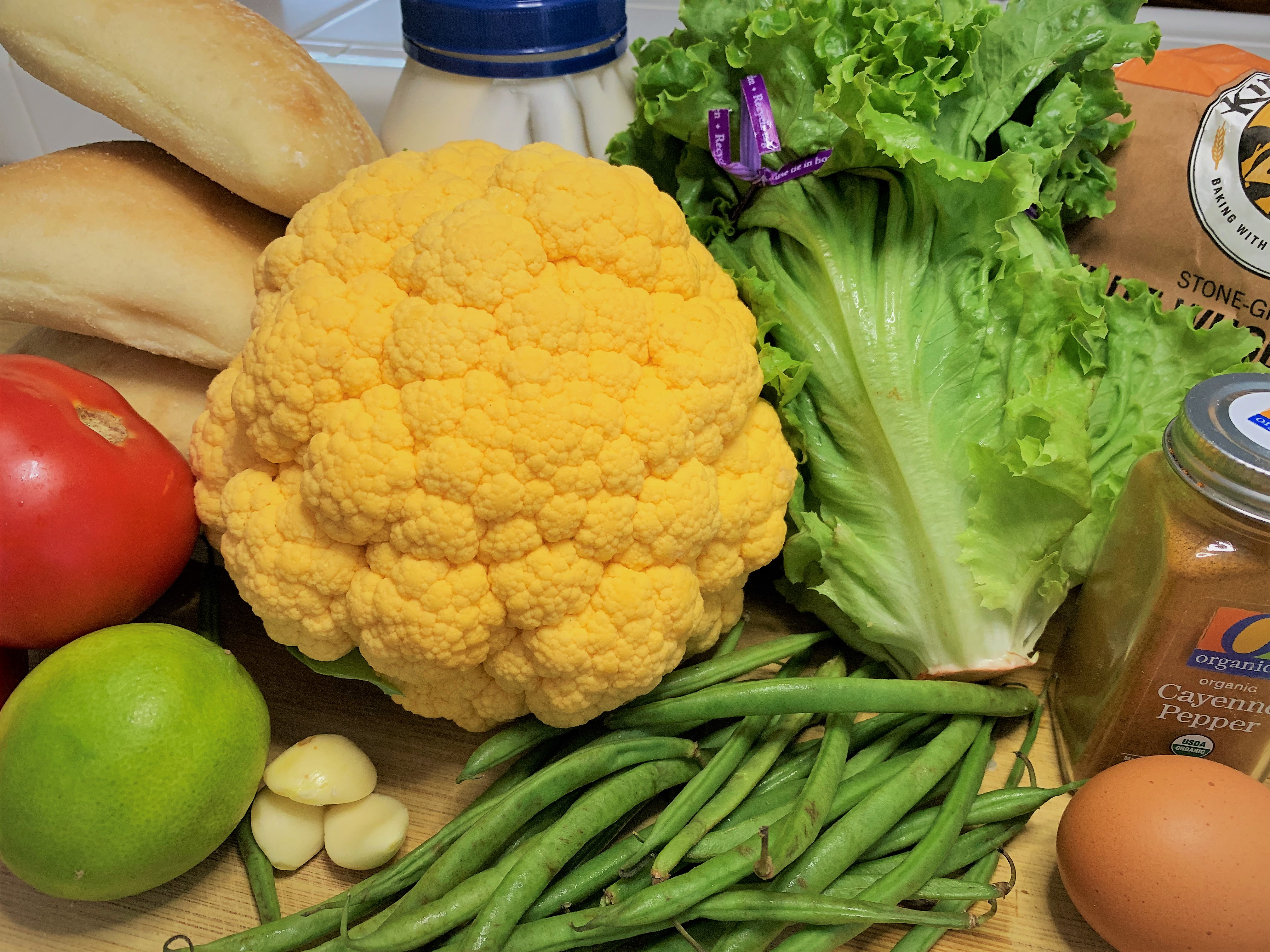 The ingredients for our Enchanted Cauli-Flower Sandwich - Red Rose Taverne - Disneyland