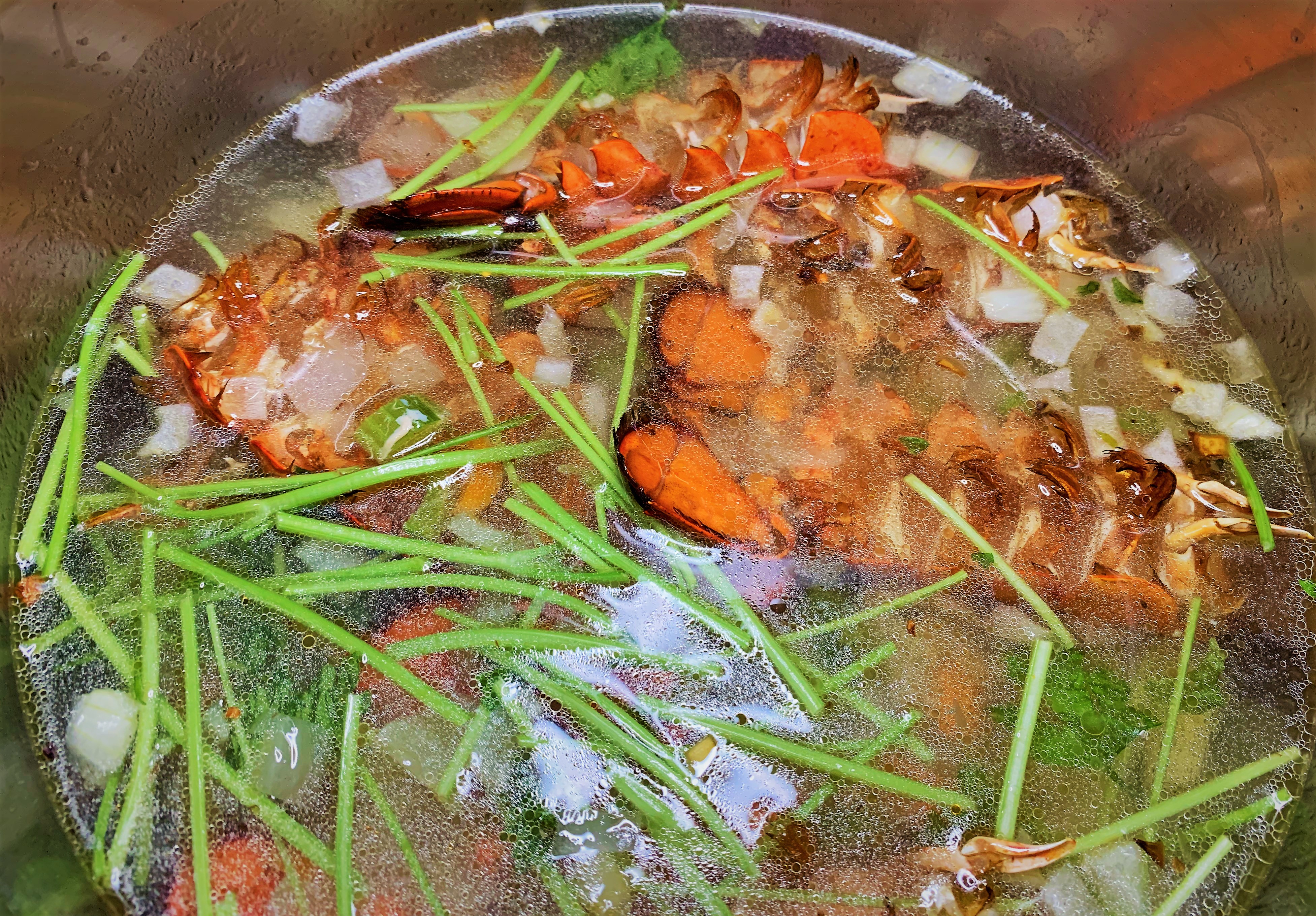 Lobster Stock beginning to simmer