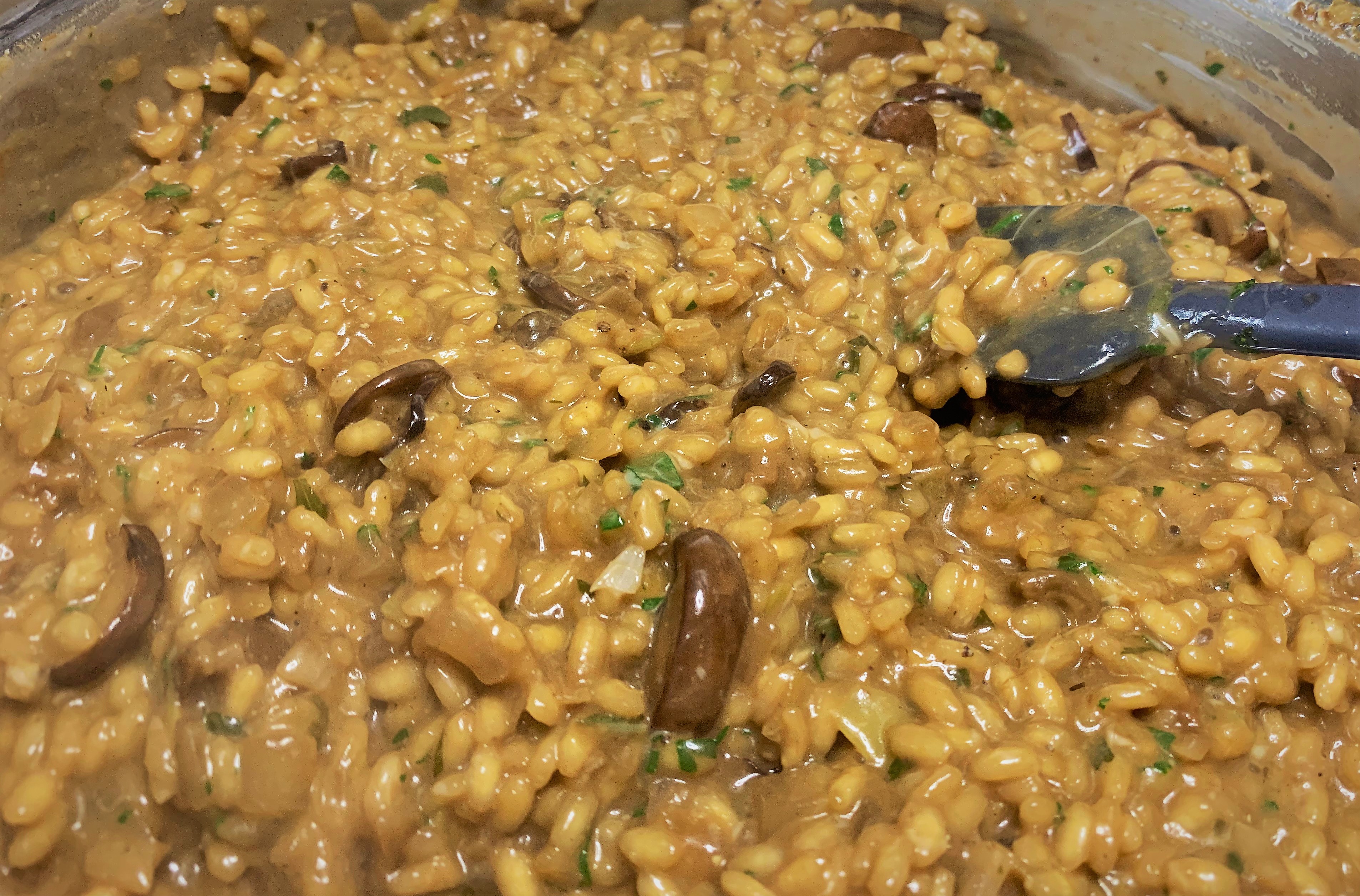 Our completely cooked Wild Mushroom Risotto