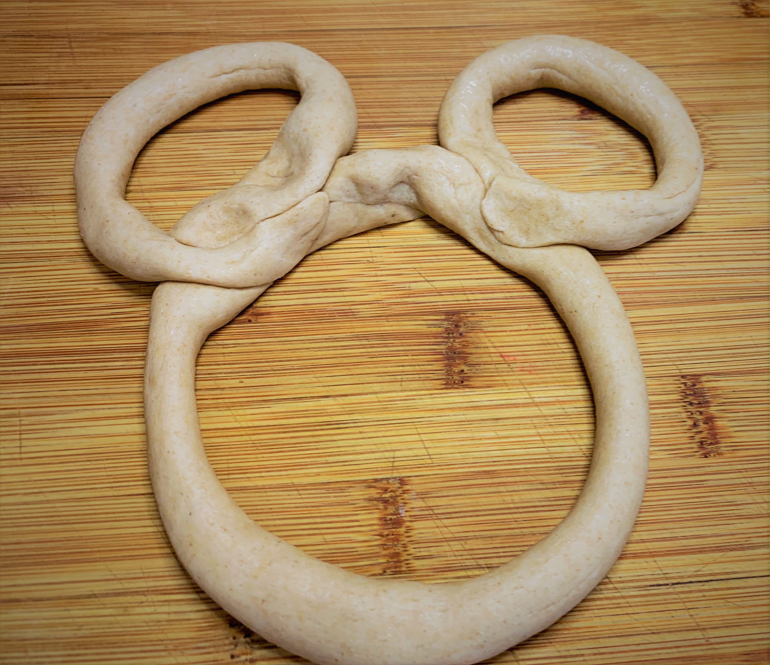 Rolling the dough into a Mickey shape