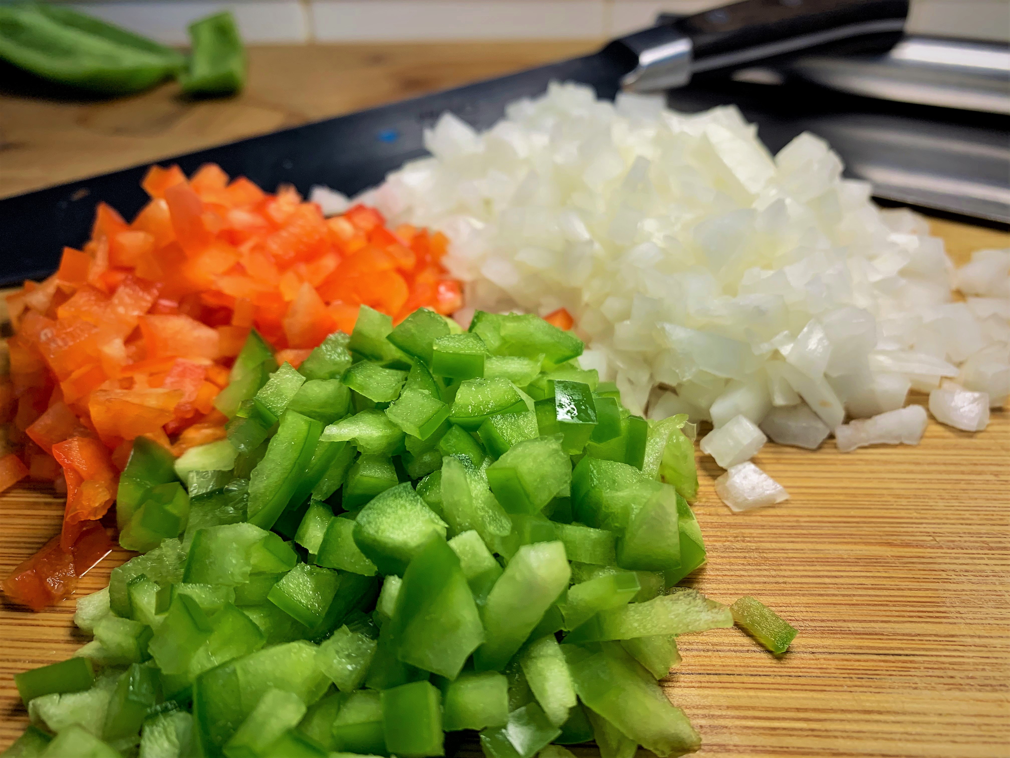 Chopped Vegetables for our version of Cousin Megan's Tradtitional Meatloaf