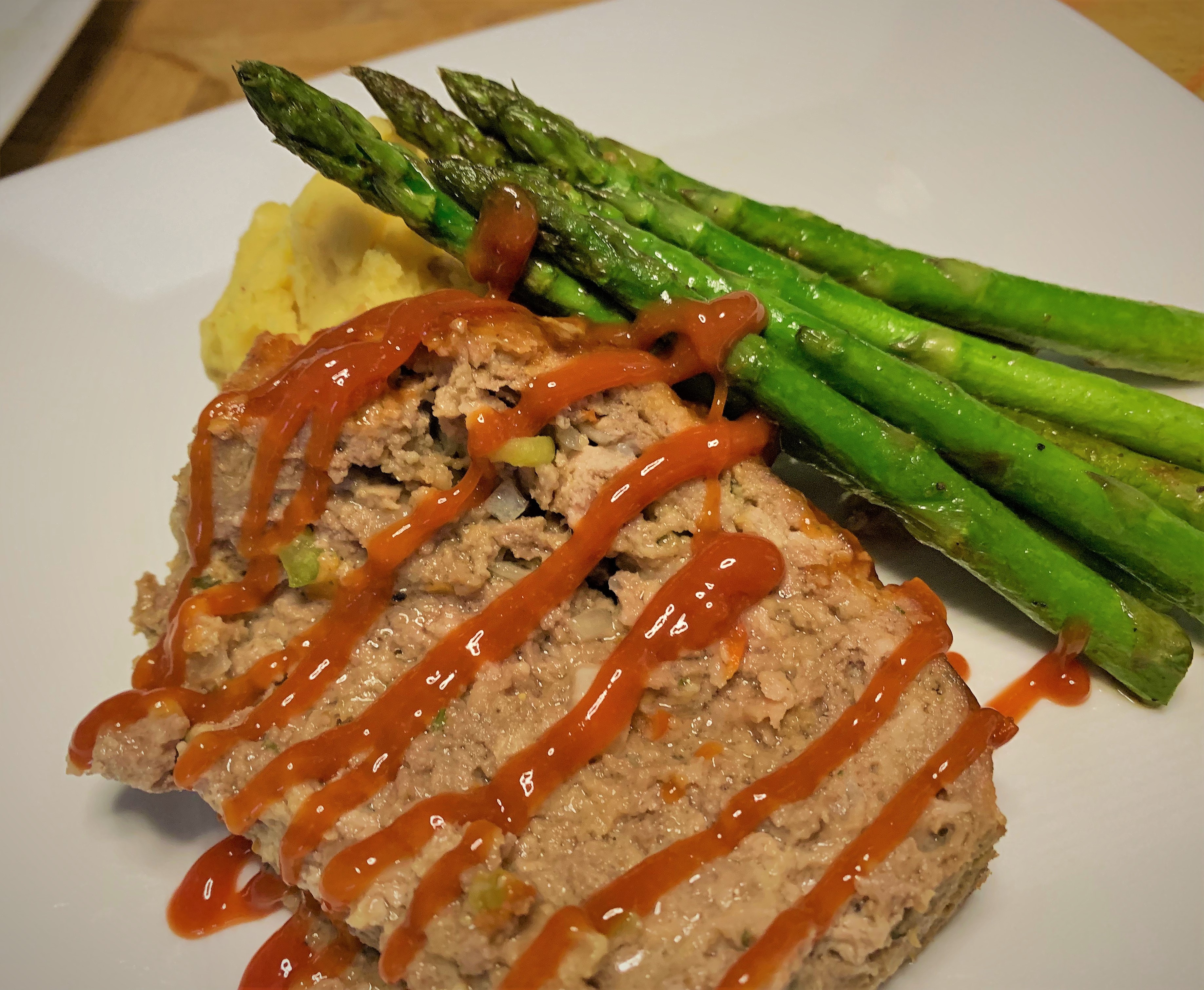 Our plated version of Cousin Megan's Traditional Meatloaf