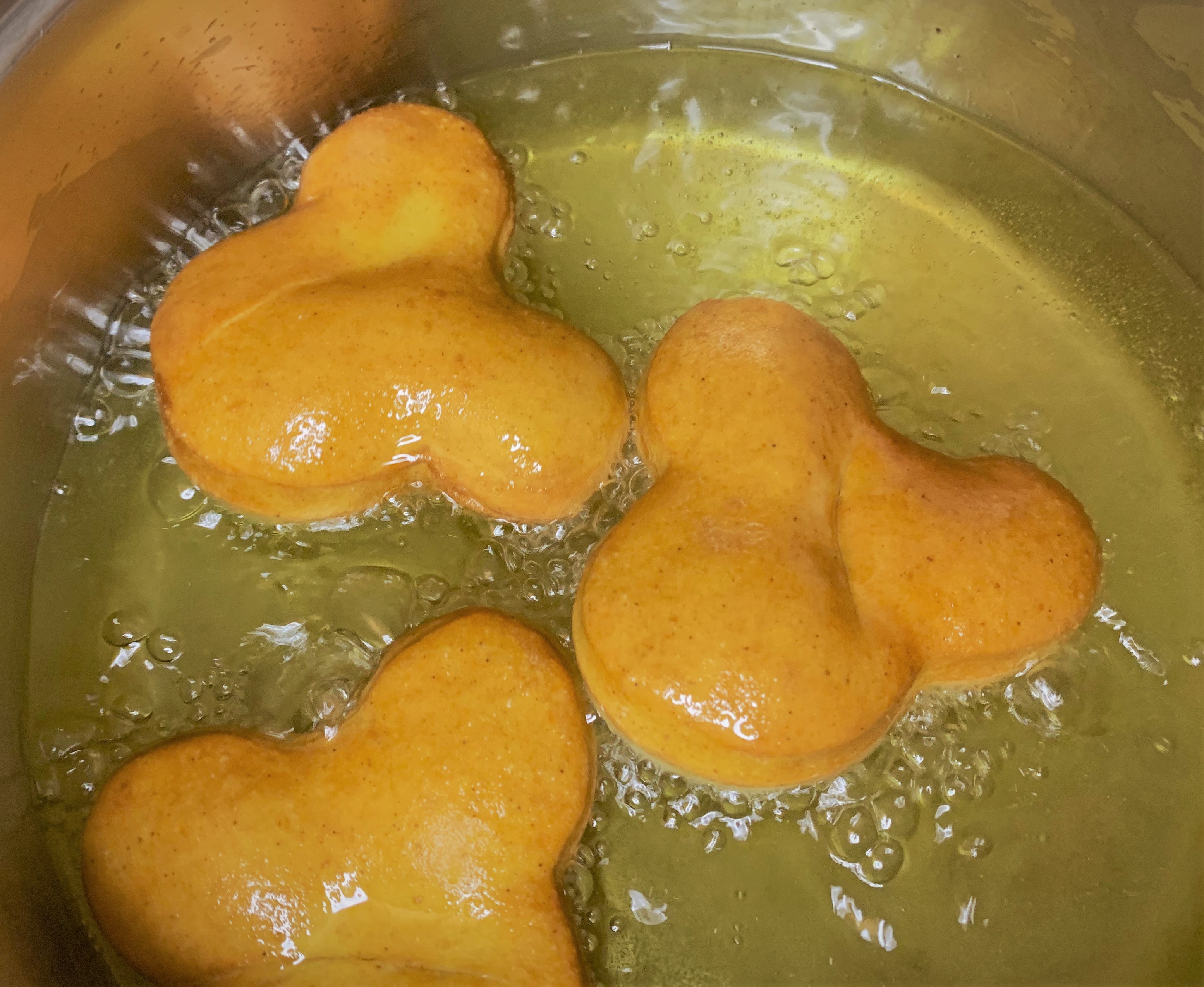 Frying our Pumpkin Beignets