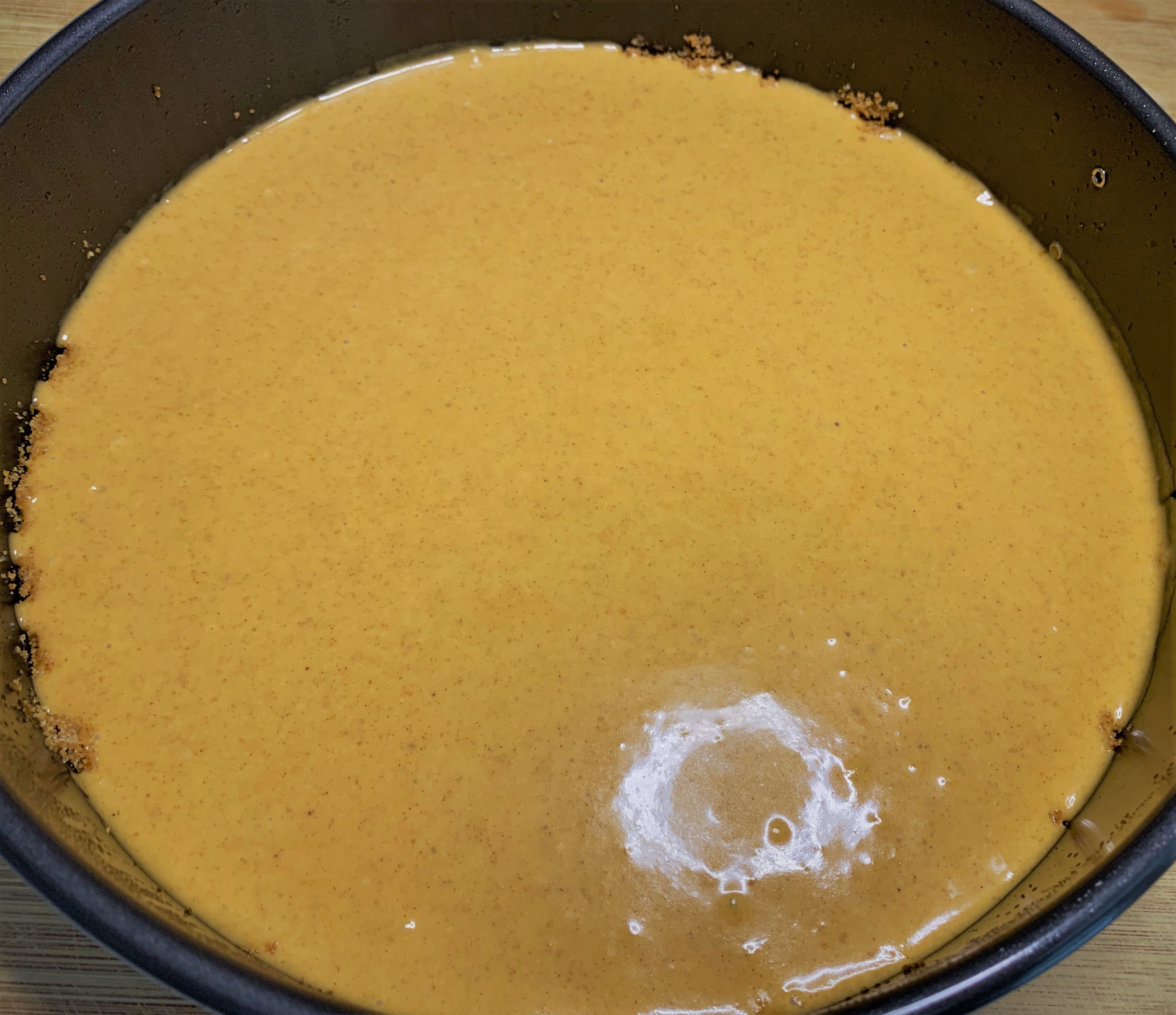 The Pumkin Mixture added to our pan prior to baking