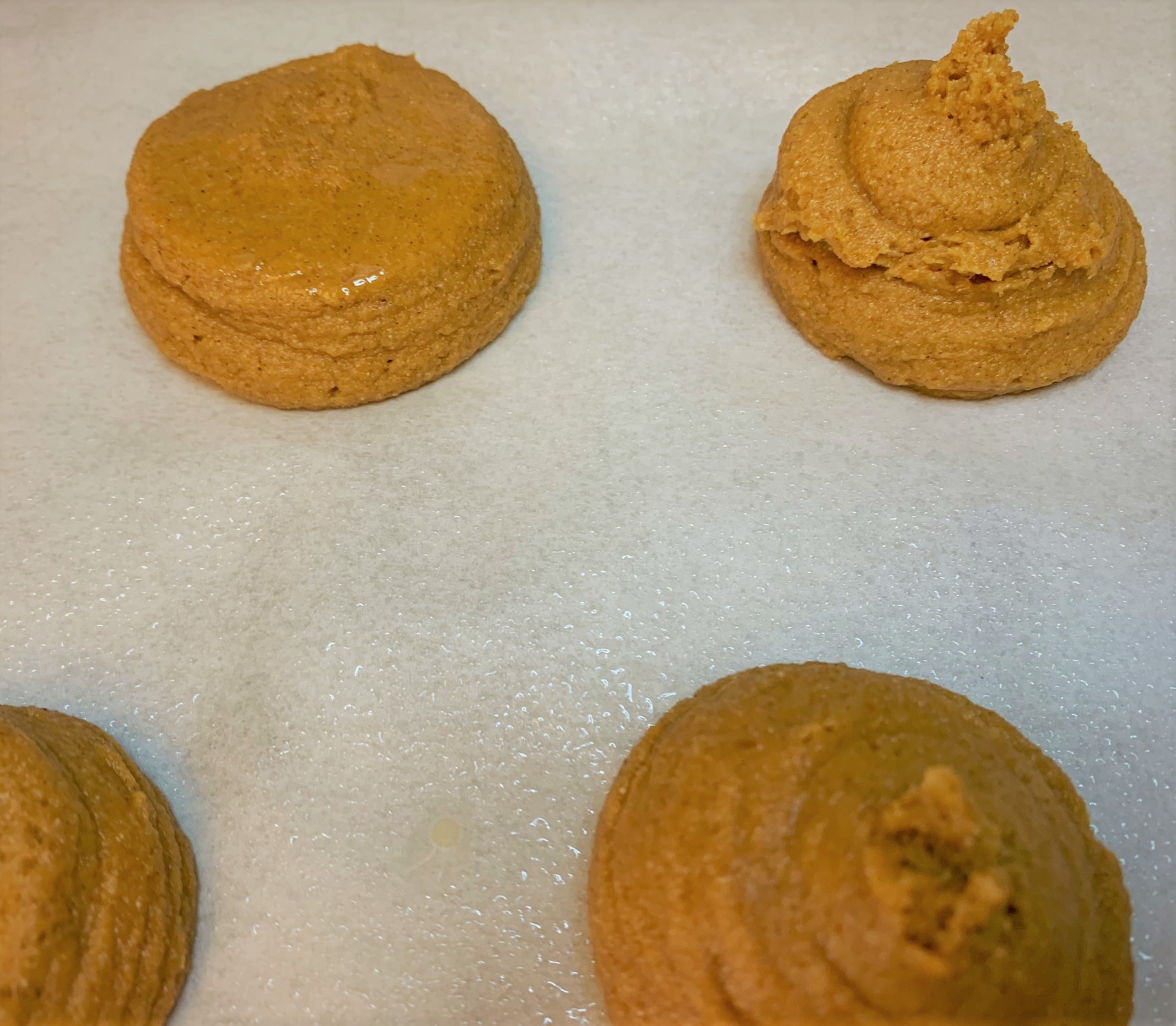 The piped base of our Pumpkin Mickey Whoopie Pies