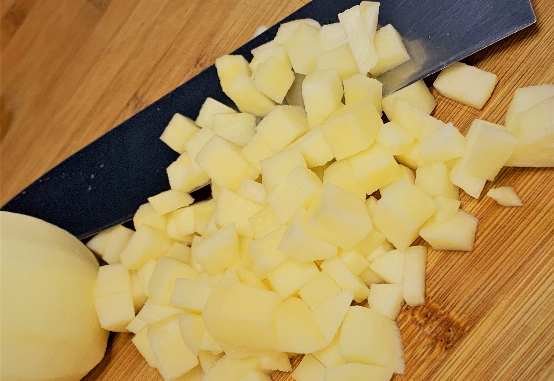 Dicing the Apples for our Apple-Cinnamon Cranberry Sauce