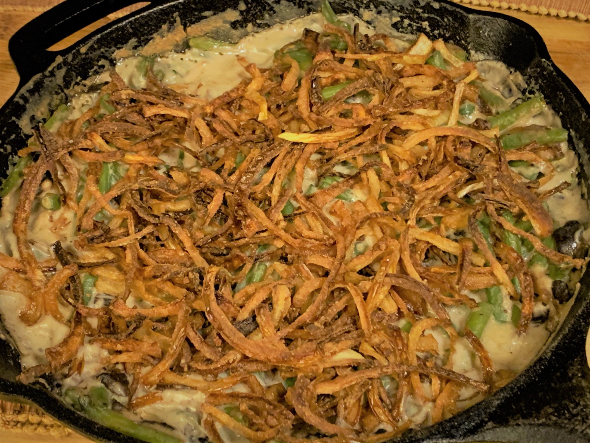 Our completed Awesom Green Bean Casserole