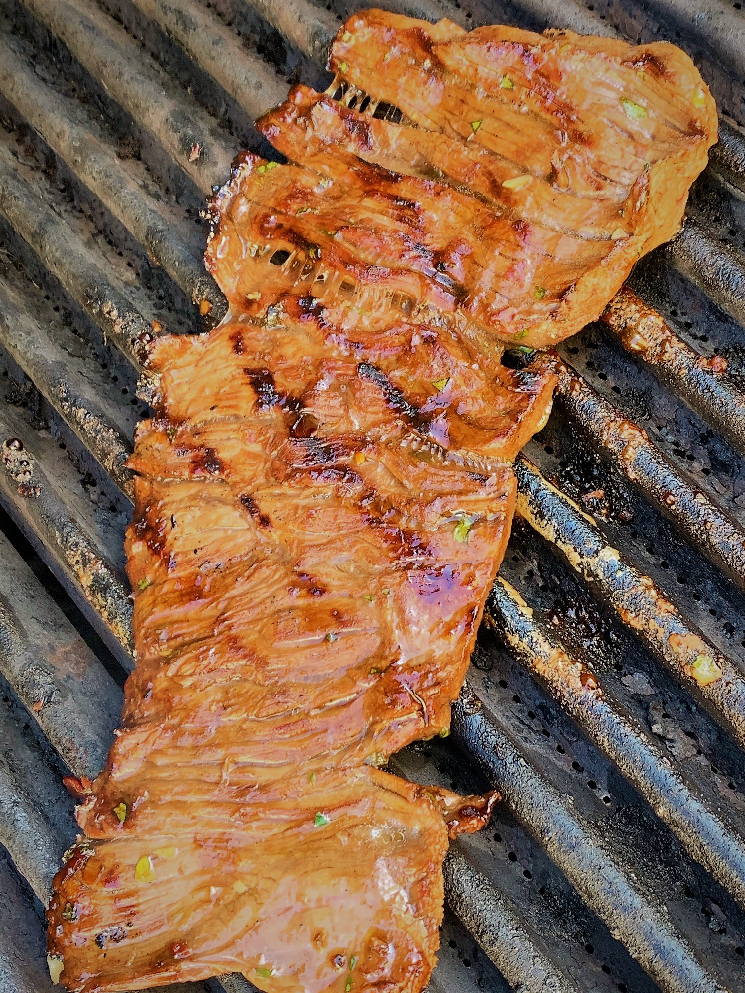 Grilling the meat for our Carne Asada Spring Rolls