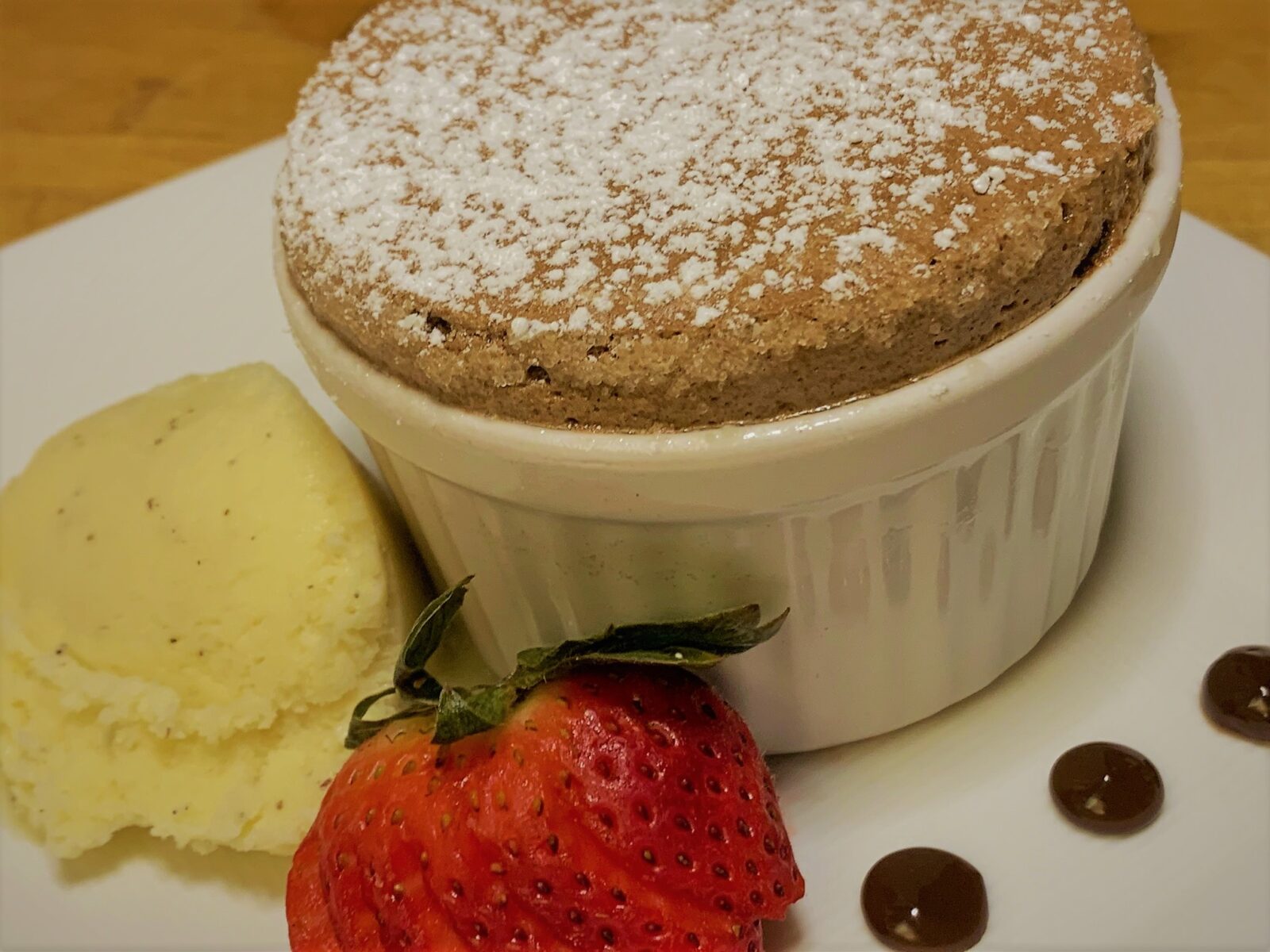 Our plated Chocolate Souffle from Palo