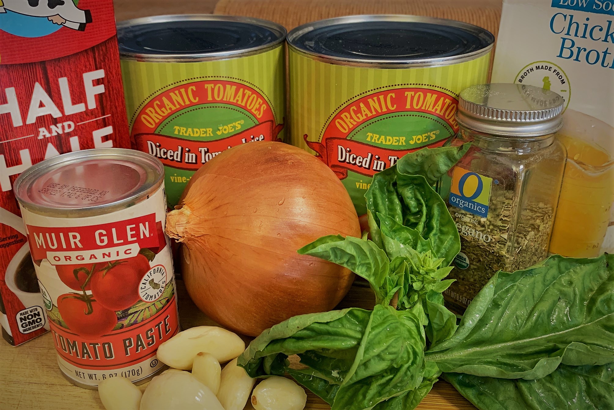 The ingredients for our Tomato Basil Soup from Jolly Holiday Bakery Cafe