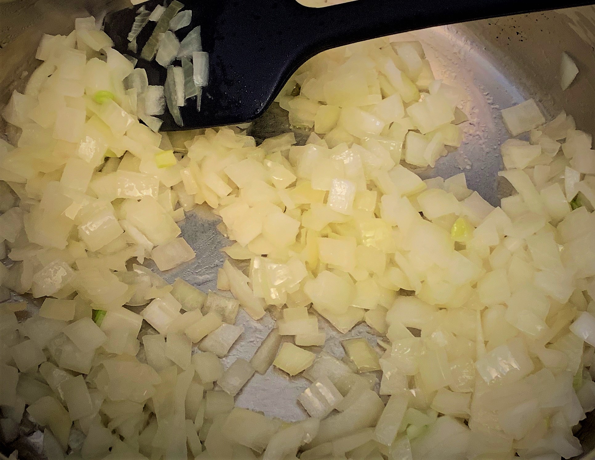 Sweating the Onions for the Tomato Basil Soup