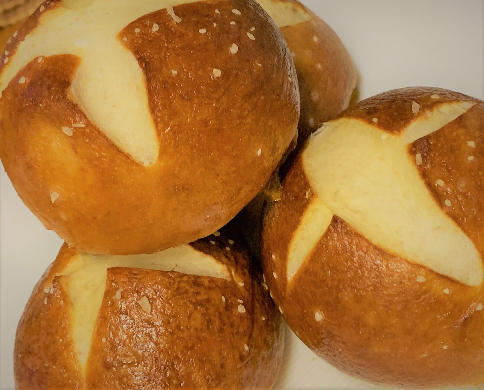 Our completed Pretzel Slider Rolls