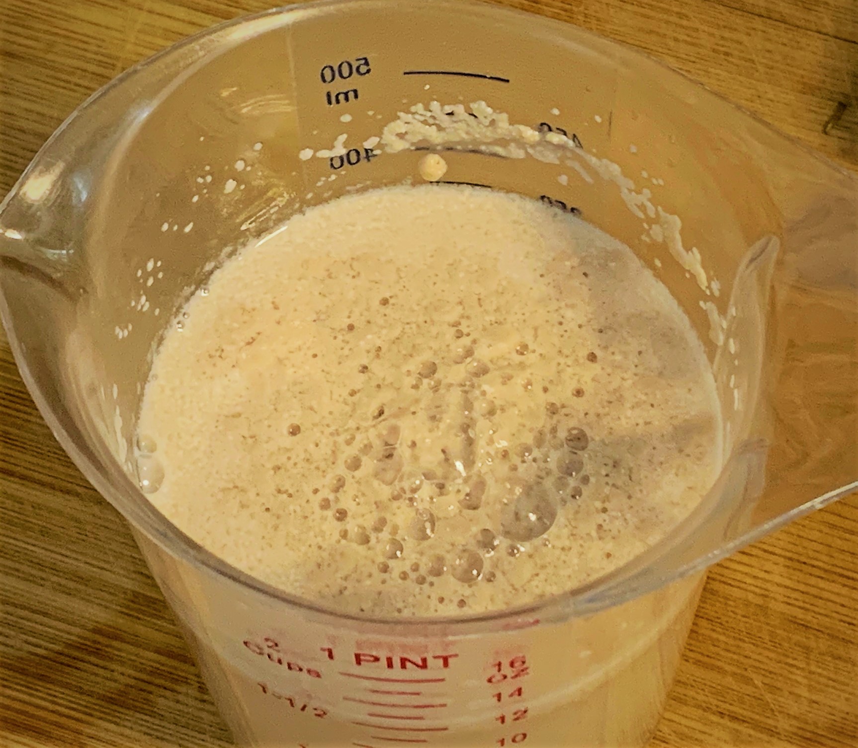 Our Yeast blooming with the Warm Water and Sugar