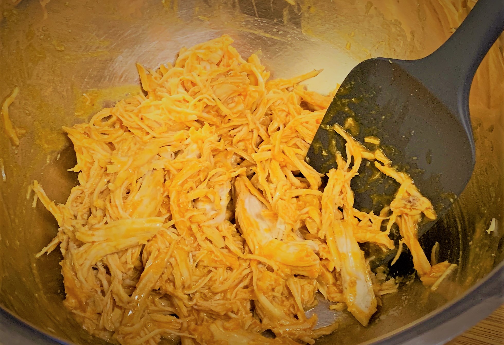 Our combined Shredded Buffalo Chicken