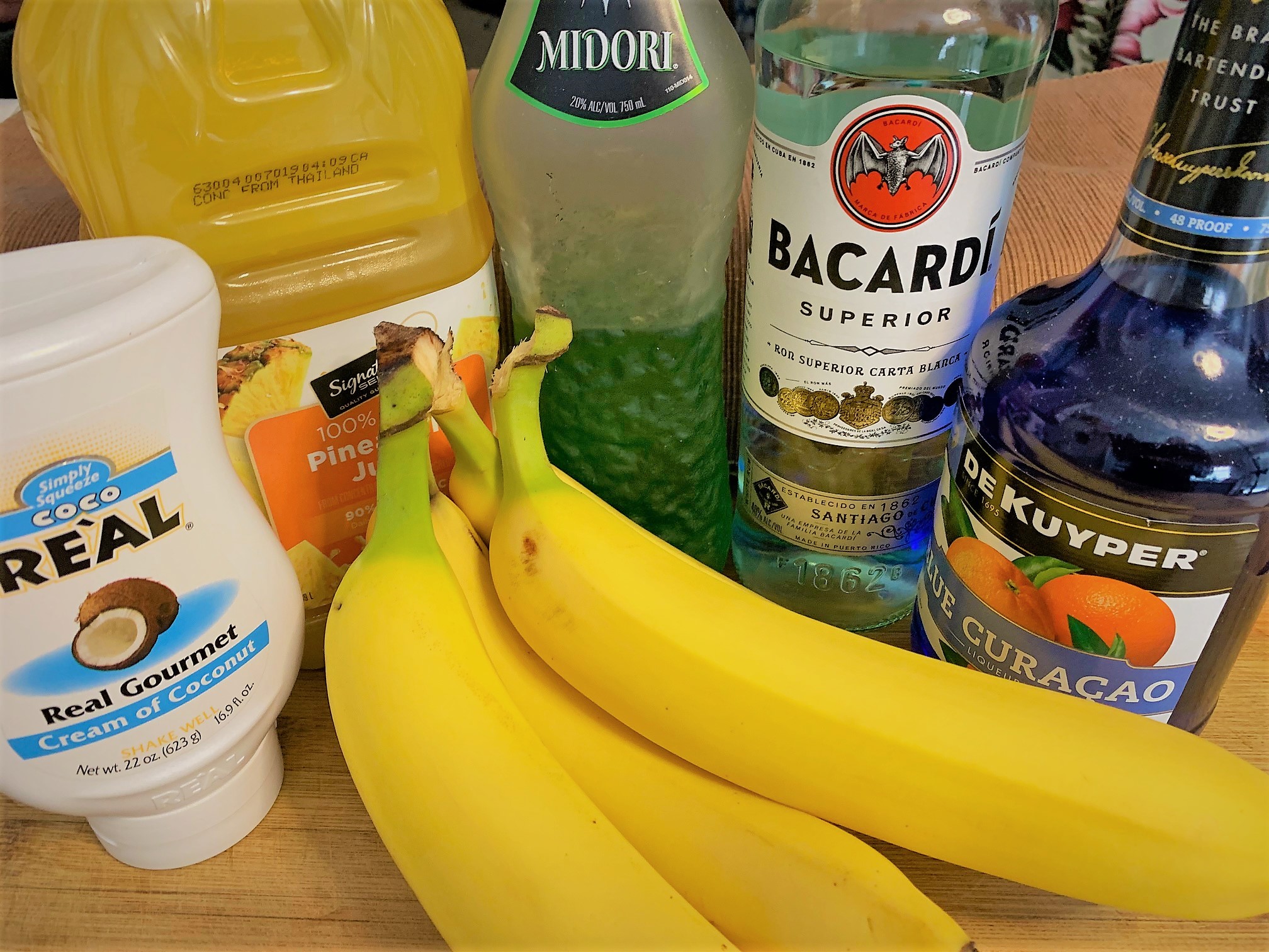 The ingredients for our Hamil-Colada - A Hamilton Inspired Cocktail