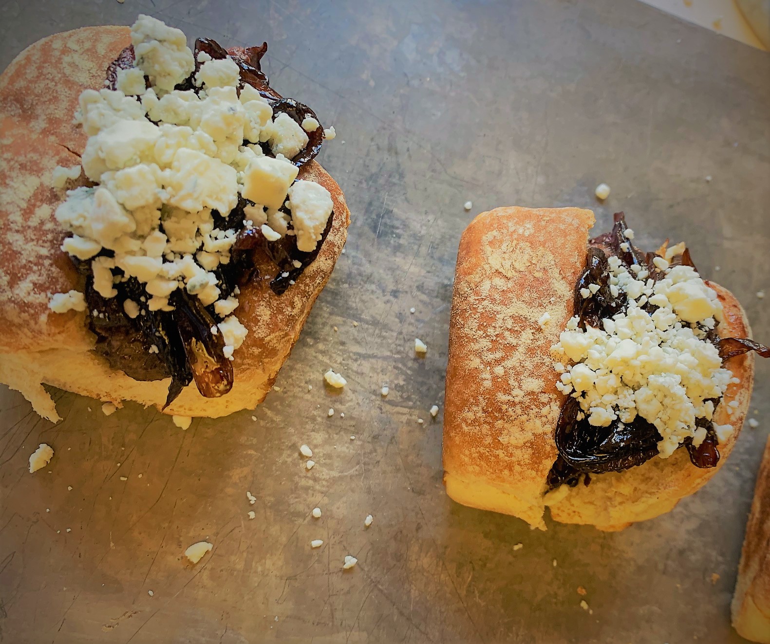 Assembling our Braised Short Rib Sliders