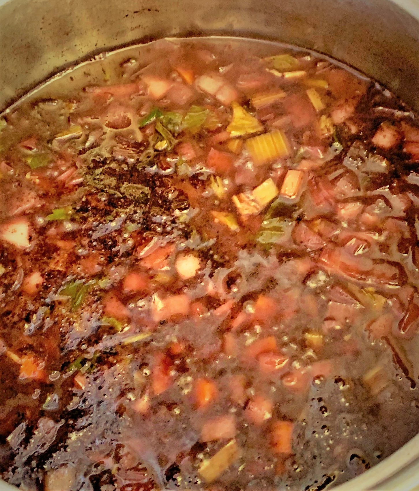 Heating the Braising Liquid for our Braised Short Ribs - Braised Short Rib Sliders