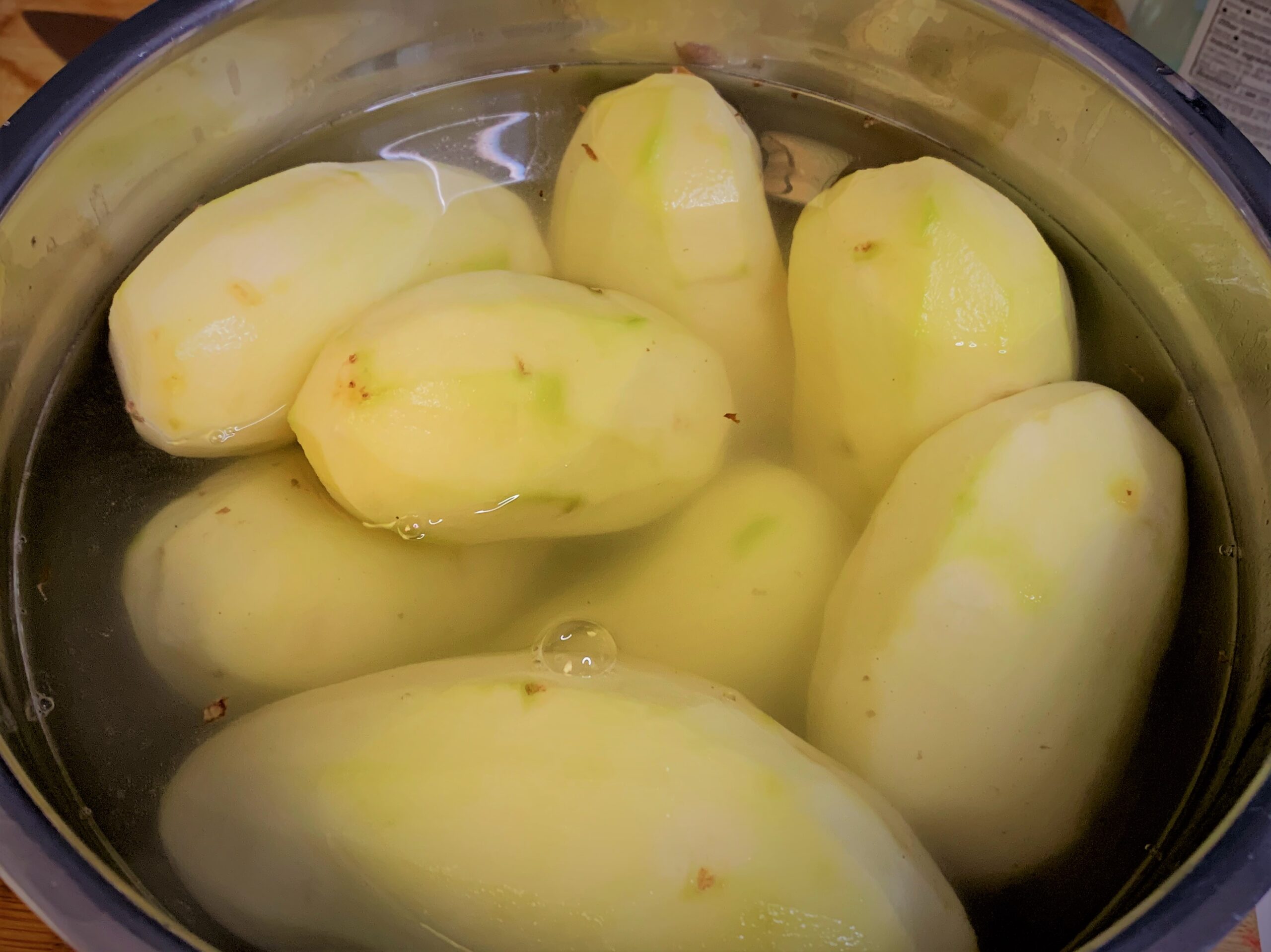 The peeled Potatoes for our Breakfast Potato Casserole from Akershus Royal Banquet Hall