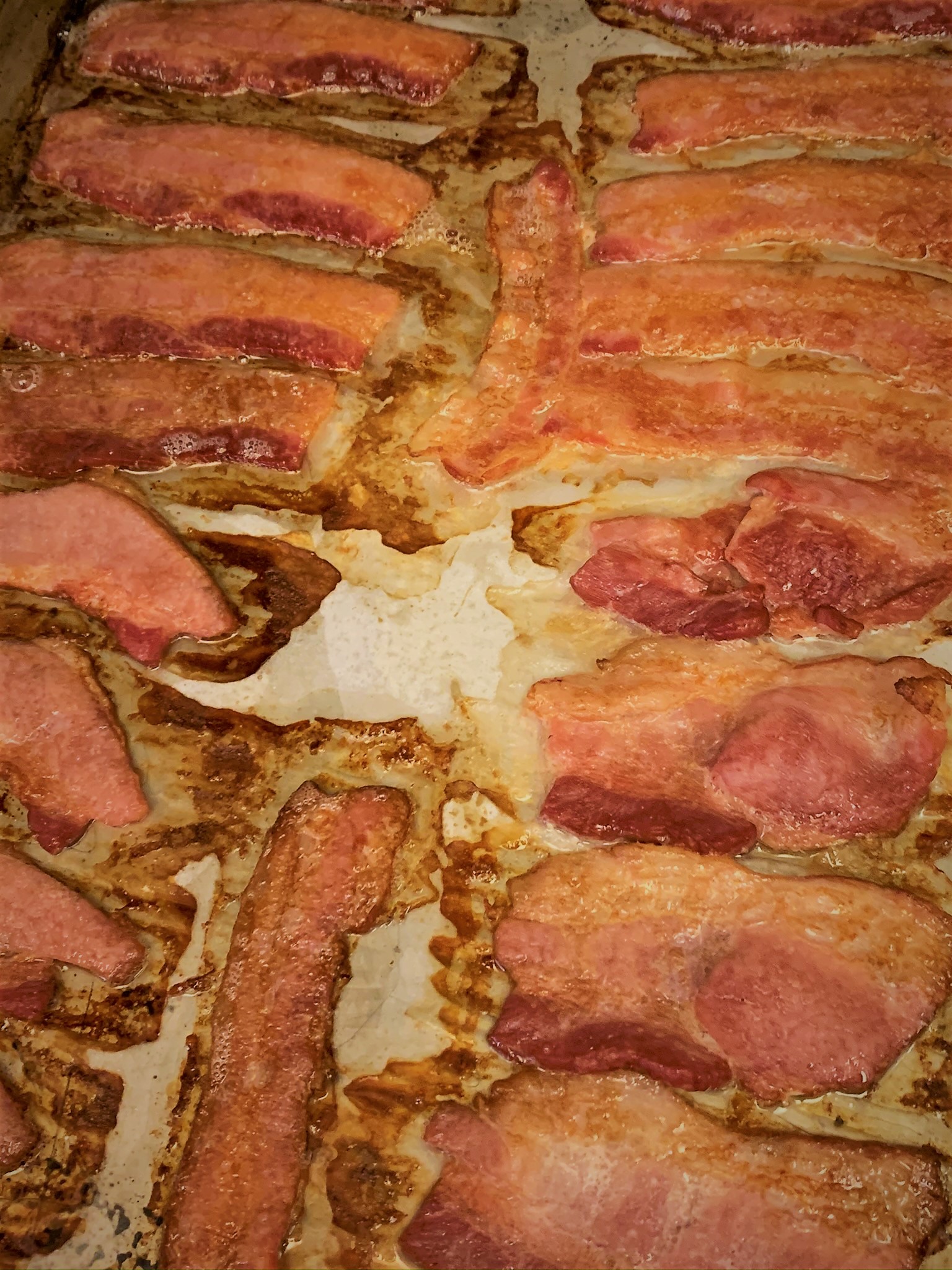 Our fully cooked Bacon fresh from the oven