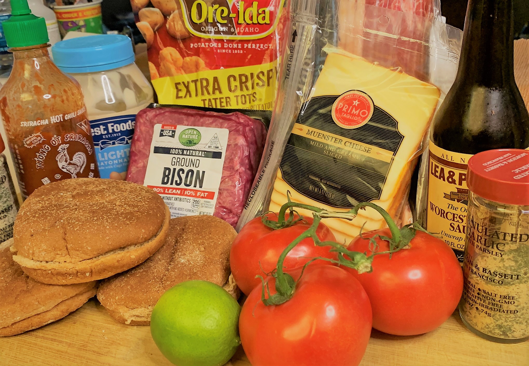 The ingredients for our Mickey Monster Mash Burger from Cosmic Ray's Starlight Cafe