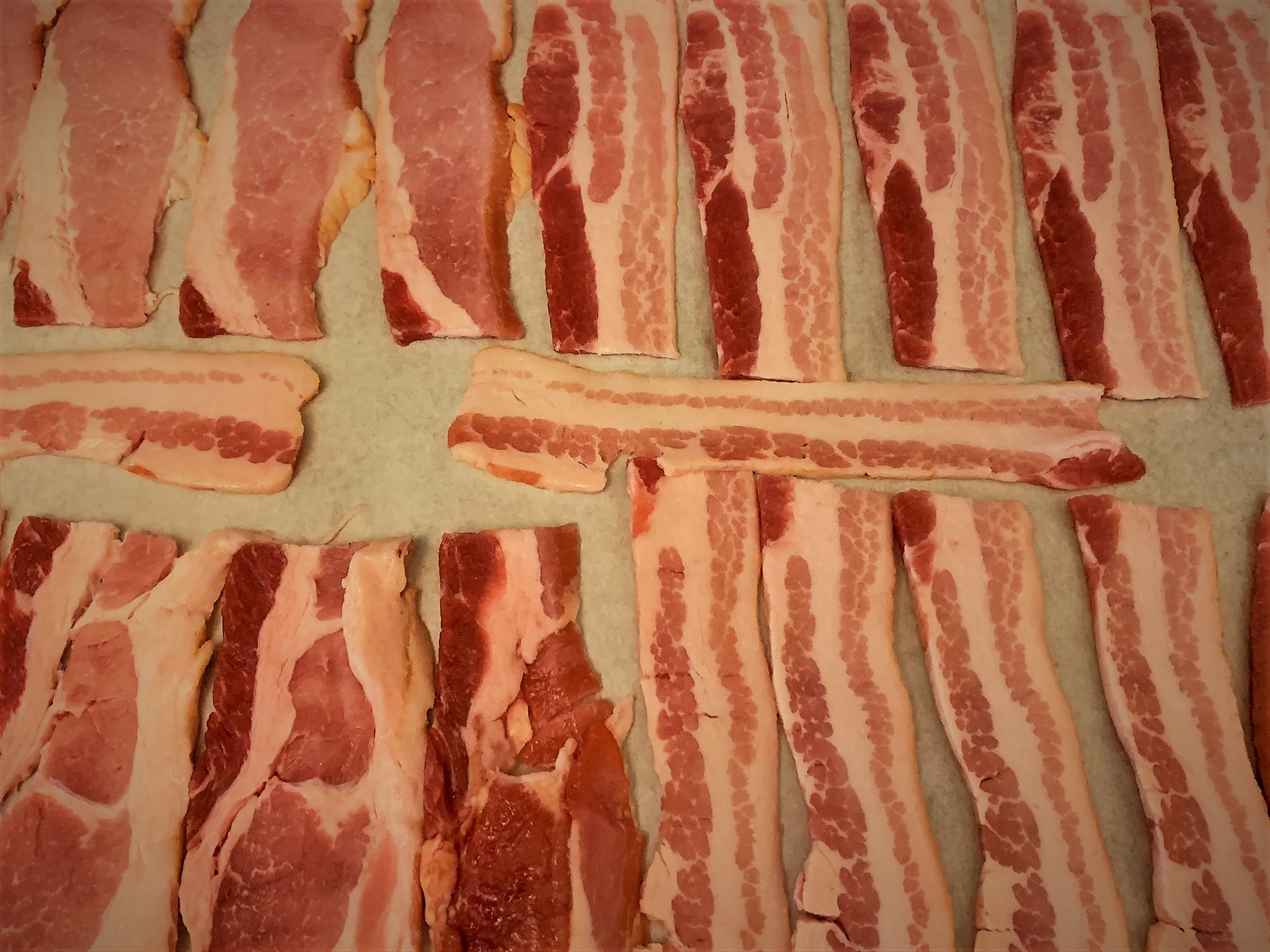 Our Bacon laid out and ready to be cooked in the oven