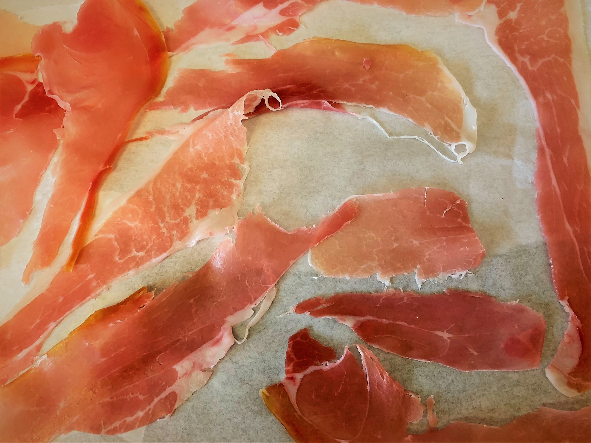 Prepping our Crispy Prosciutto