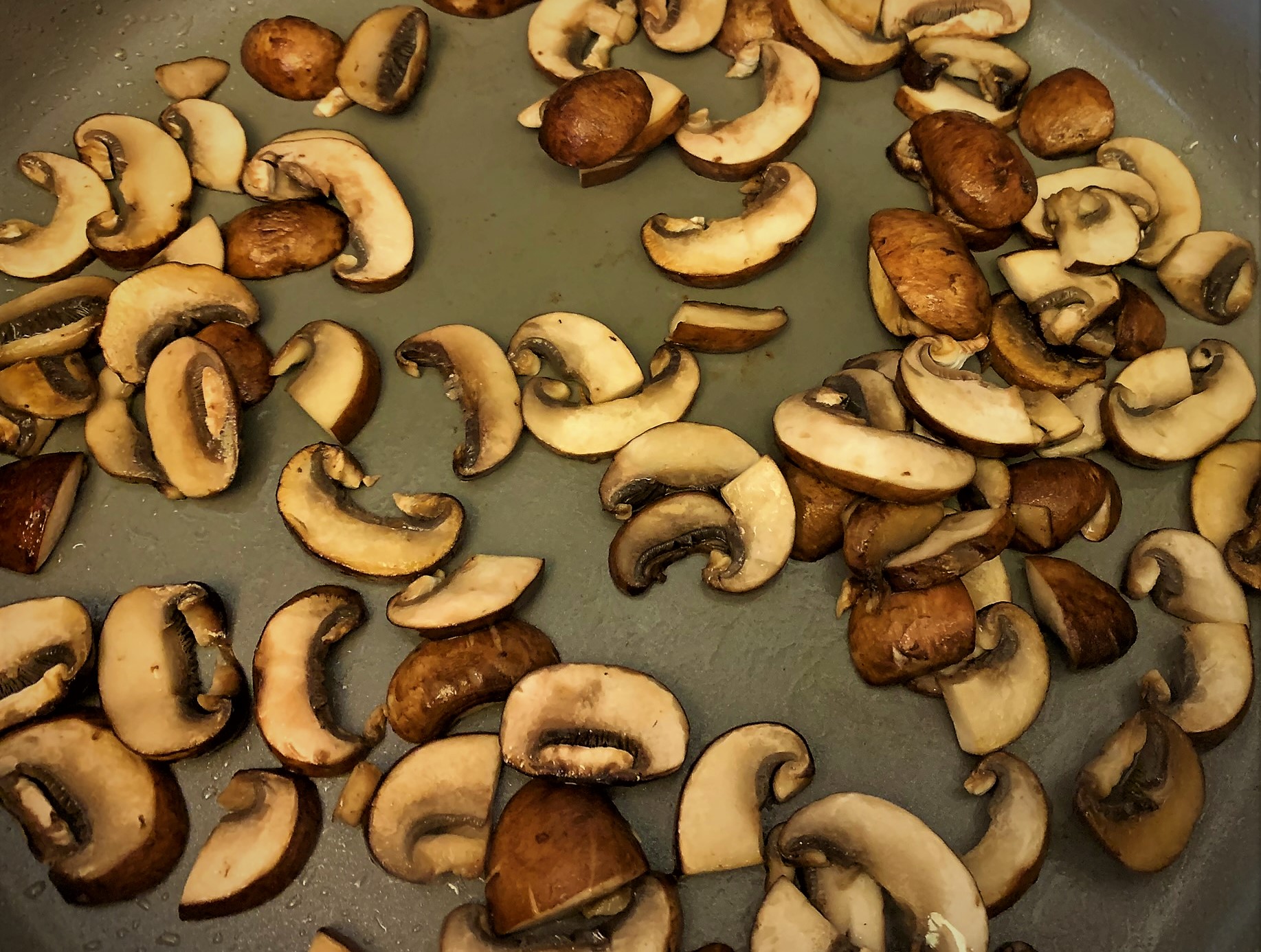 Browning the Mushrooms for our Guinness Braised Short Rib Pot Pie