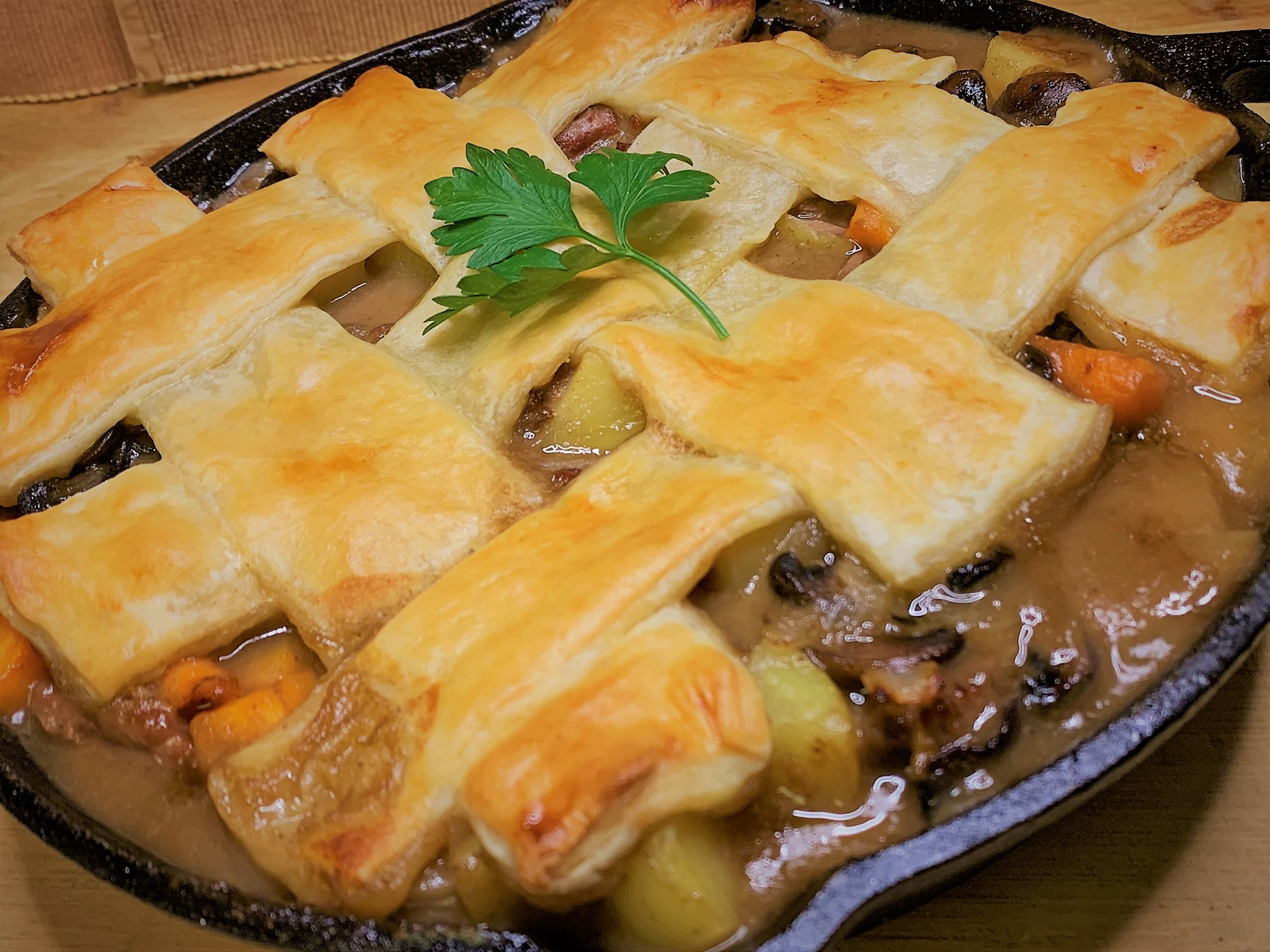 Our completed Guinness Braised Short Rib Pot Pie