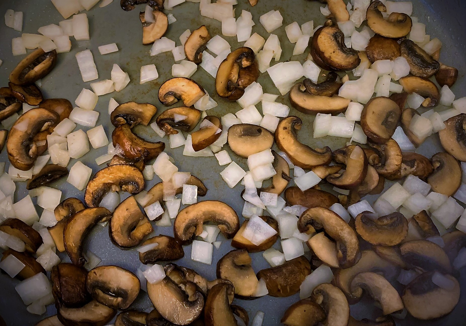 Onions added with to the Mushrooms for our Gravy