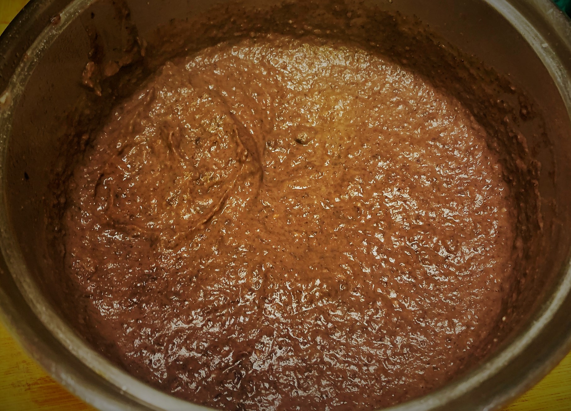 The completed Black Bean Puree for our Tostada de Chorizo from Las Posadas Holiday Kitchen