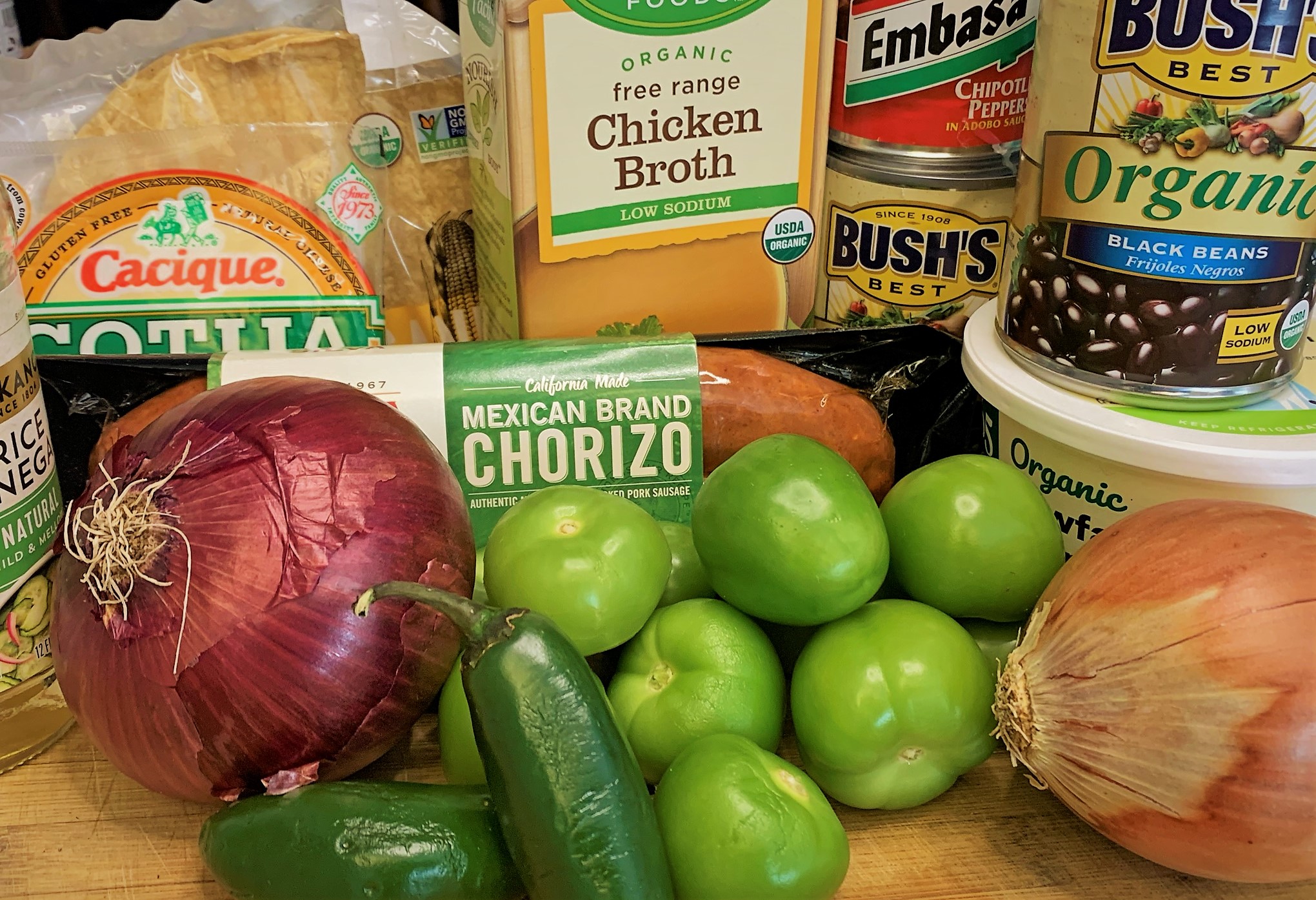 The Ingredients for our Tostada de Chorizo