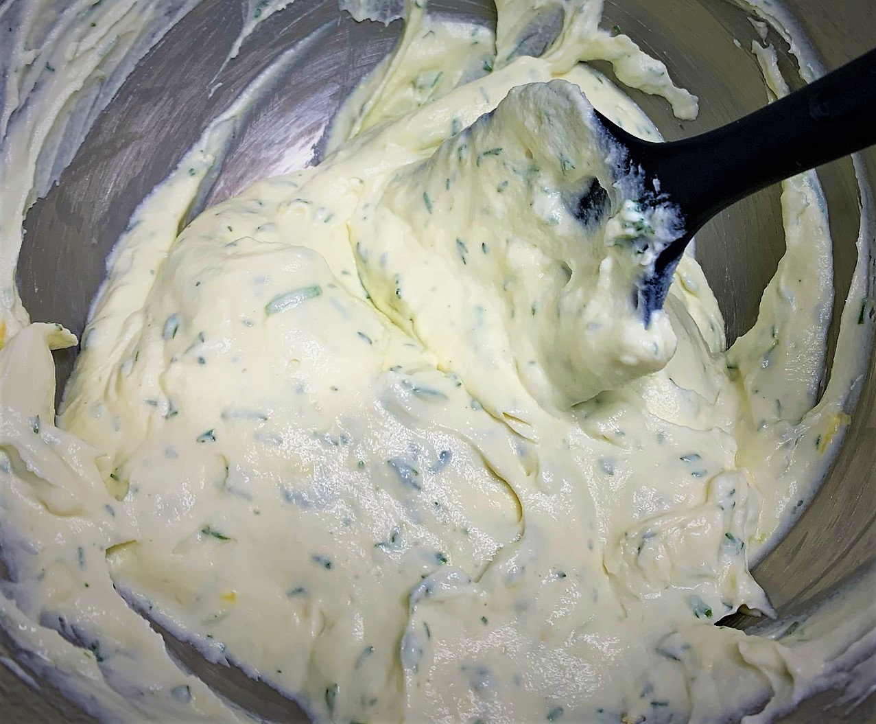 The completed Citrus-Herb Cream Cheese for our Smoked Salmon Potato Latkes