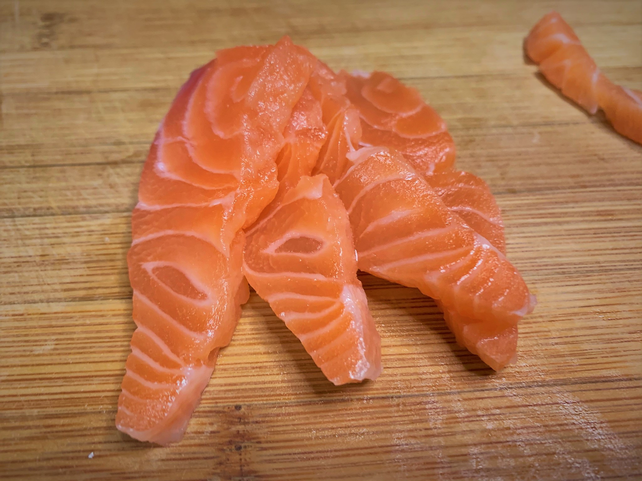 Sliced Salmon for the Salmon Tartare - Potato Cheddar Biscuits with Salmon Tartare