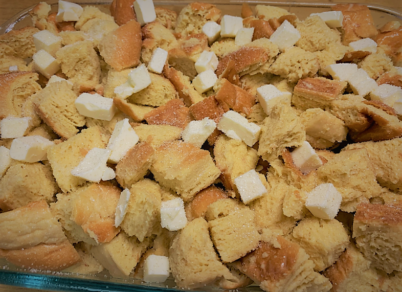 Our Boma French Toast Bread Pudding ready to go into the oven