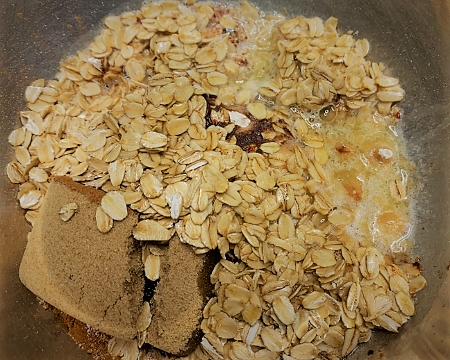 The Oatmeal Streusel Crumble ingredients ready to be combined - Warm Berry Buckle Recipe