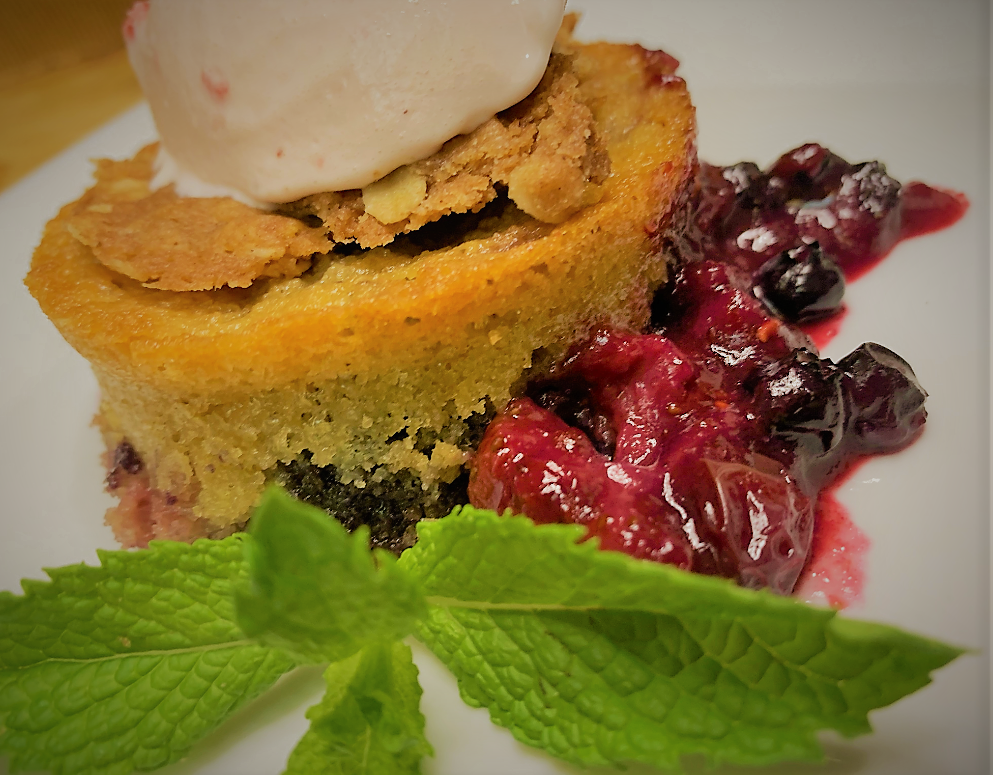 Our fully plated Warm Berry Buckle Recipe from the Epcot International Flower & Garden Festival