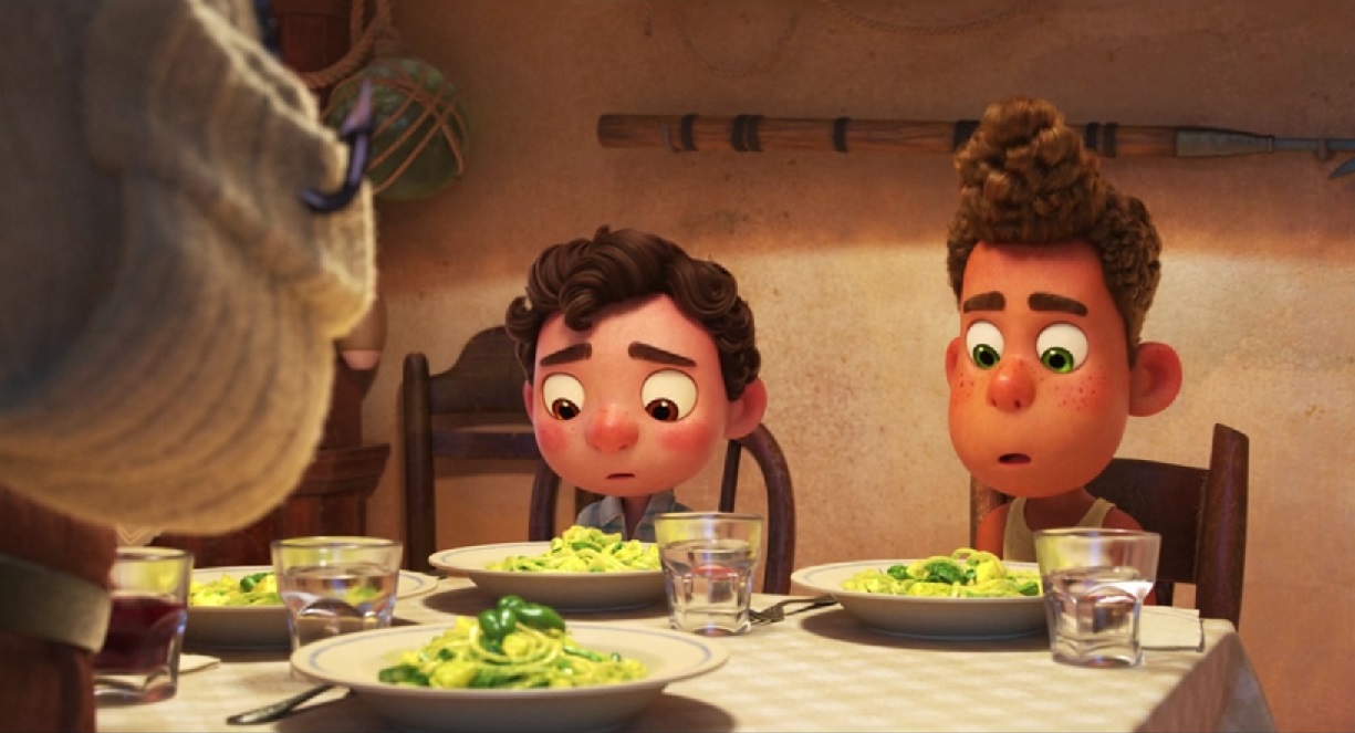 Luca and Aleberto served Trenette al Pesto - Trenette al Pesto from Disney/Pixar's Luca