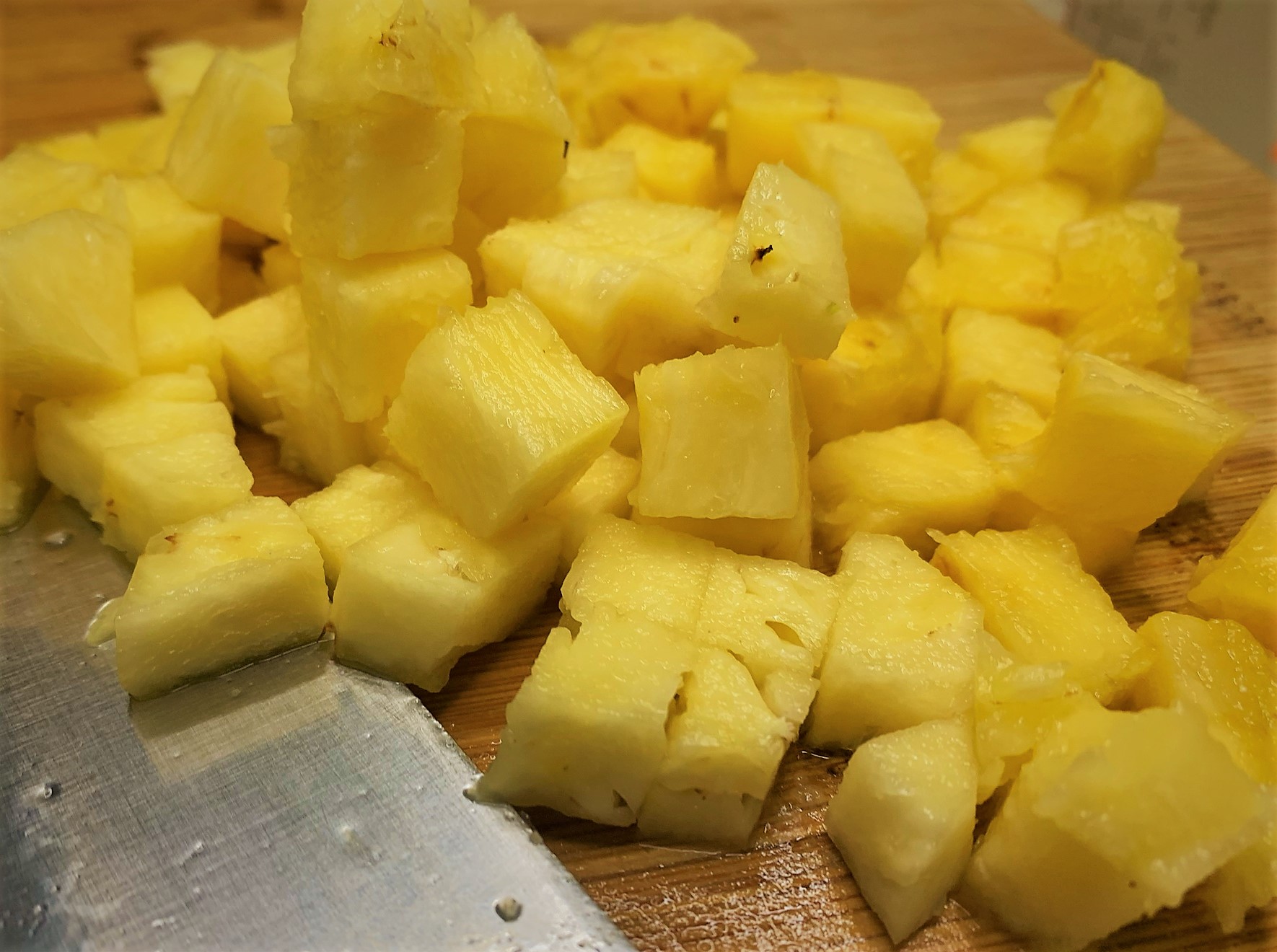 The Diced Fresh Pineapple ready to go in the freezer