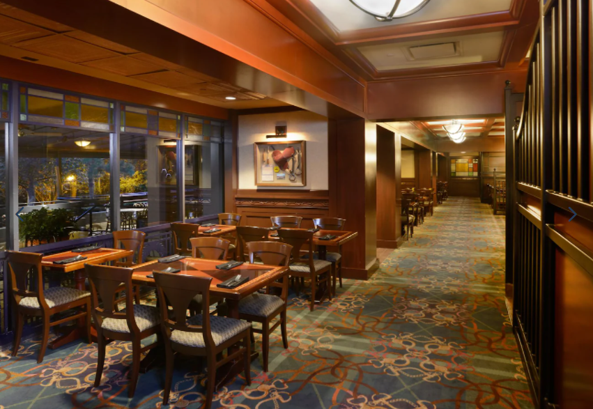 The interior of The Turf Club Bar & Grill at Disney's Saratoga Springs Resort & Spa in the Walt Disney World Resort - Disney Dishes New York Cider Braised Mussels from The Turf Club Bar & Grill