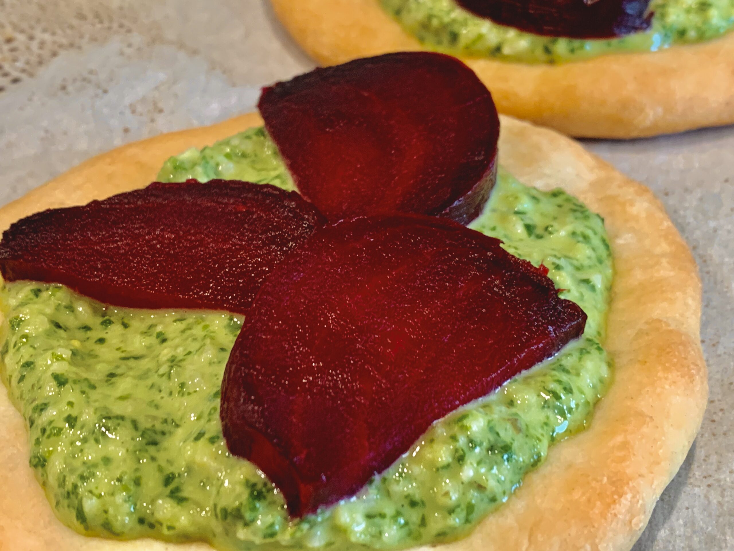 Beets added to the Pesto and Crust